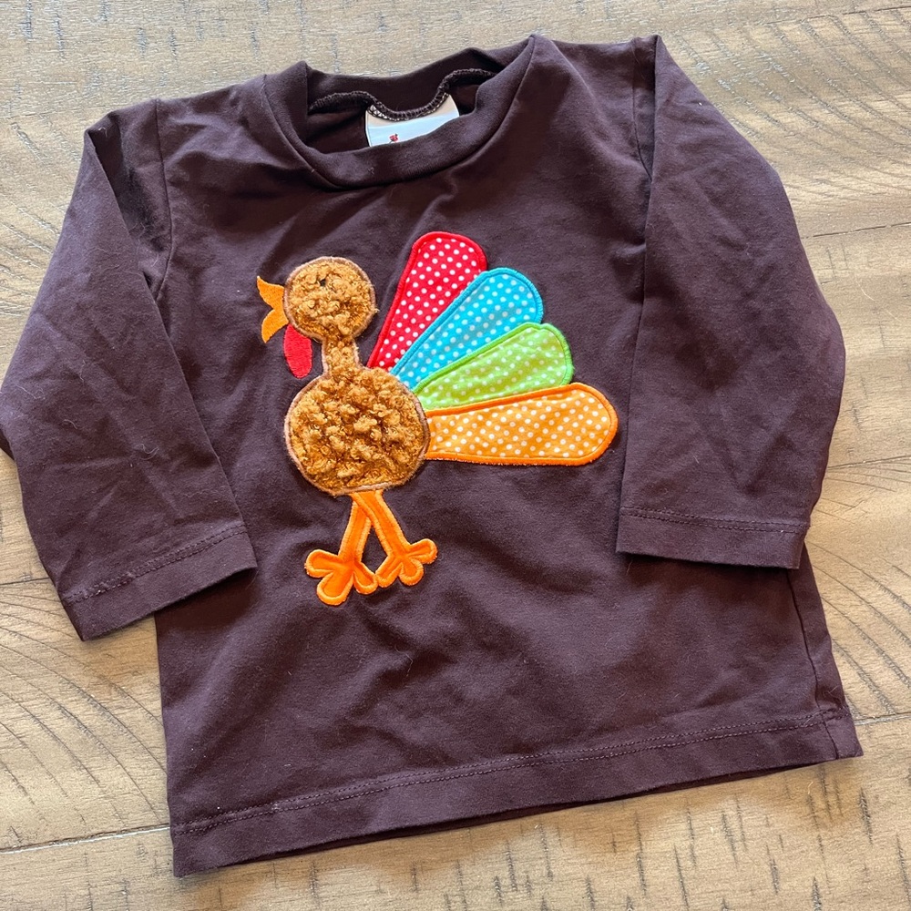 Brown Turkey Appliqué Kids Shirt